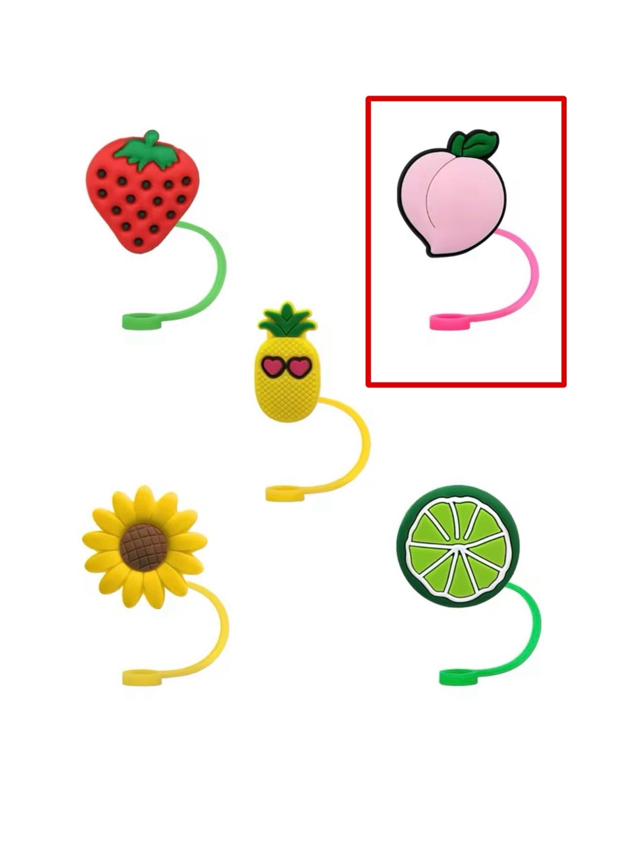 Fruit Shaped Straw Toppers | Birthday Party Decorations | Reusable Drink Accessories