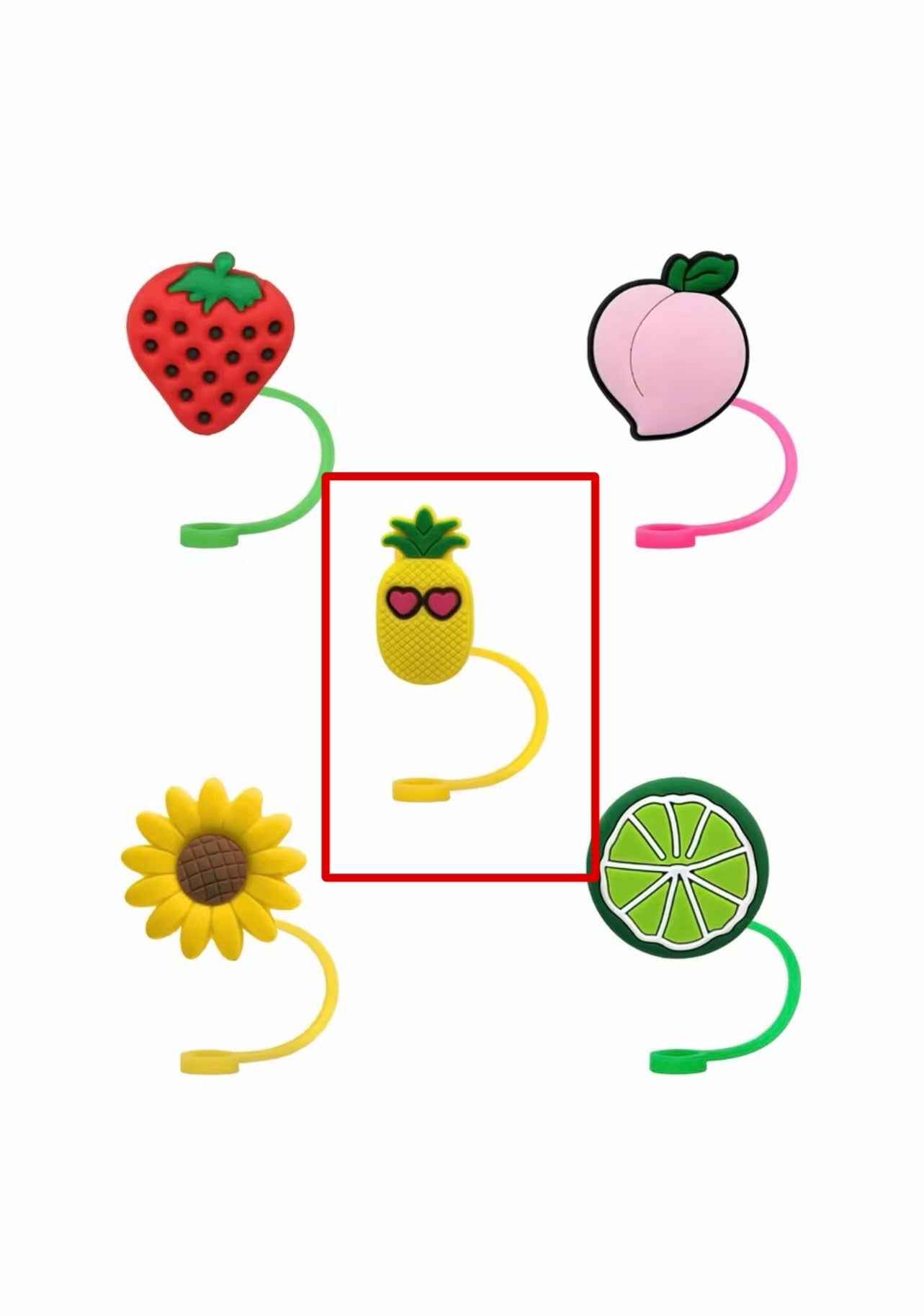 Fruit Shaped Straw Toppers | Birthday Party Decorations | Reusable Drink Accessories