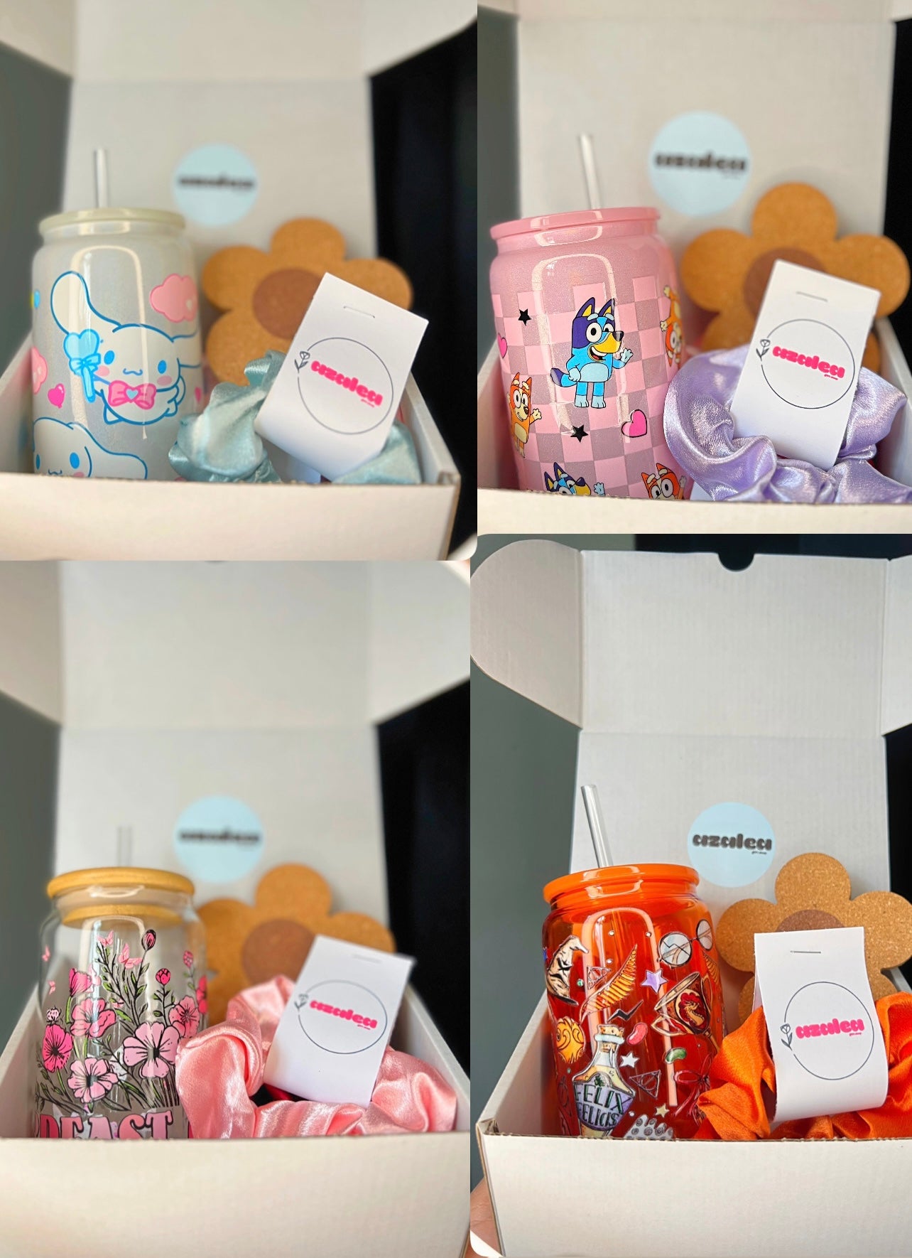 Themed Mystery Box: Glass Cup, Scrunchie, Flower Coaster Gift Box