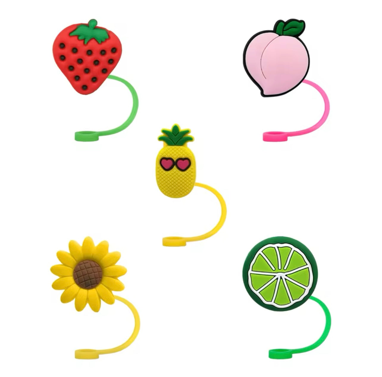 Fruit Shaped Straw Toppers | Birthday Party Decorations | Reusable Drink Accessories