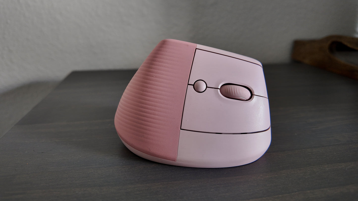 Logitech Lift Vertical Wireless Ergonomic Mouse with Customizable Buttons Rose - Excellent Condition