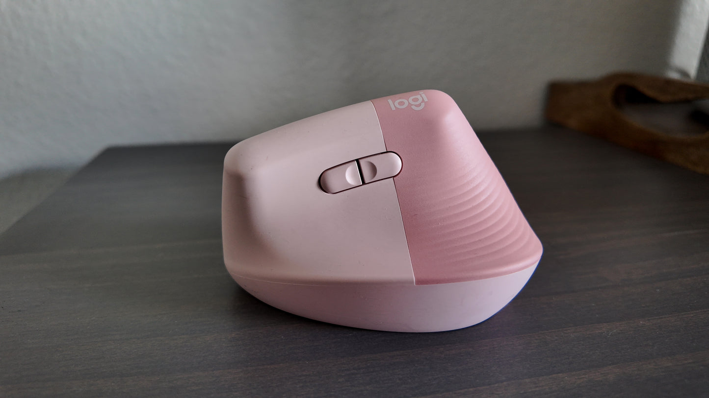 Logitech Lift Vertical Wireless Ergonomic Mouse with Customizable Buttons Rose - Excellent Condition
