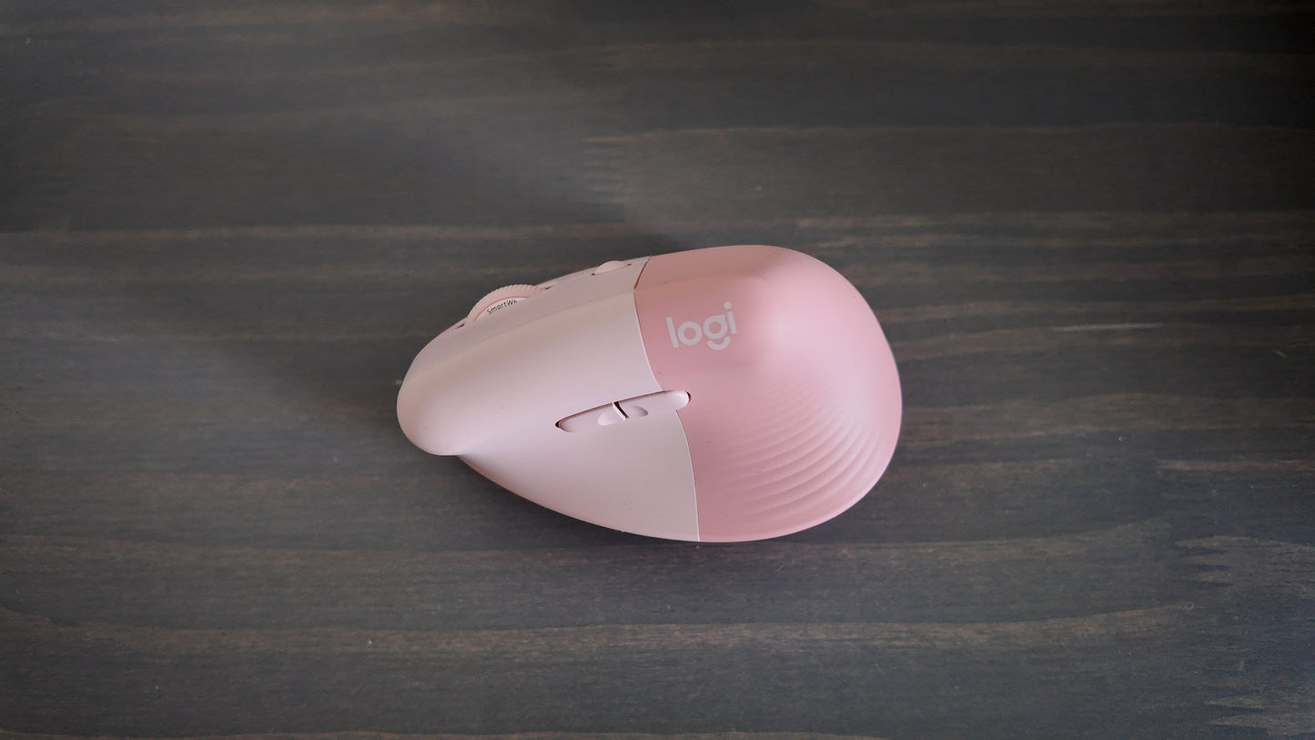 Logitech Lift Vertical Wireless Ergonomic Mouse with Customizable Buttons Rose - Excellent Condition