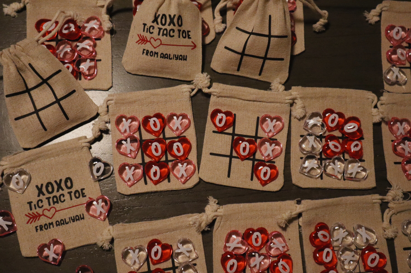 Quantity 5 Valentine’s Day Tic Tac Toe Personalized Kids Valentines Day Bag | Classmates Valentines | Valentine's Day Gift | Gift for kids | Busy Bag