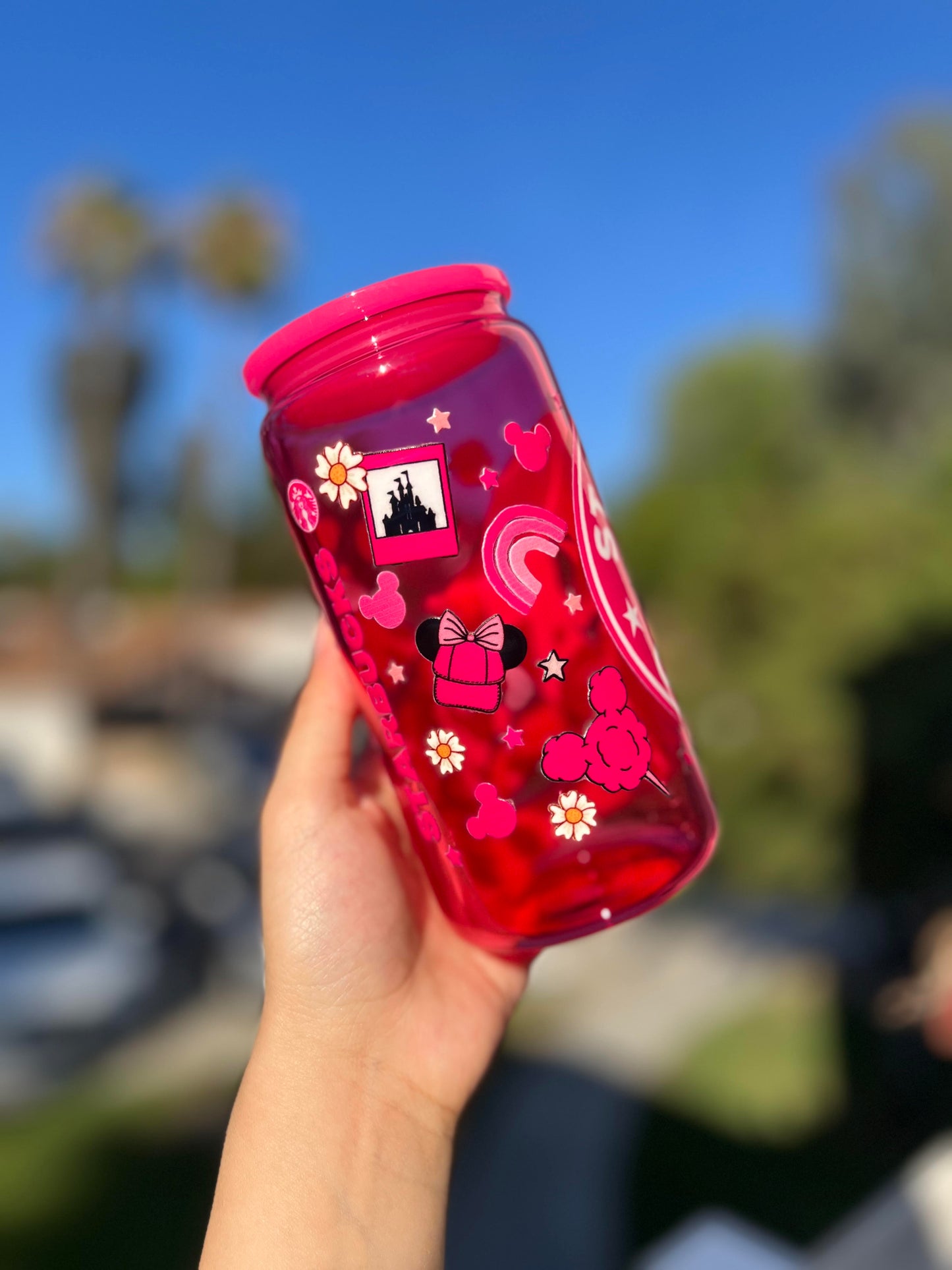 Jelly Glass Can 16oz Cup w Sleeping Princess