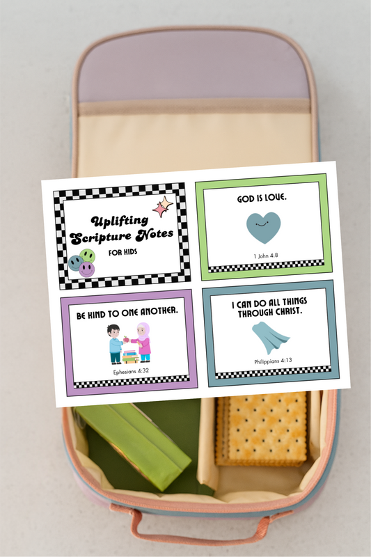 43 Uplifting Lunchbox Scripture Notes – High-quality PDF printable file- Encouragement for Kids, Tweens, Teens & Young Adults