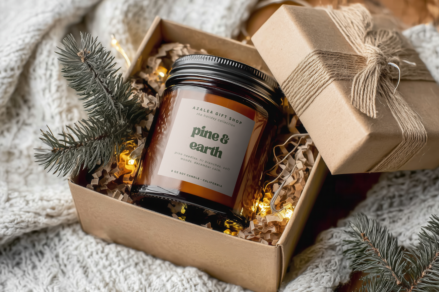 The Holiday Collection | Pine & Earth | 8oz Soy Wax Candle