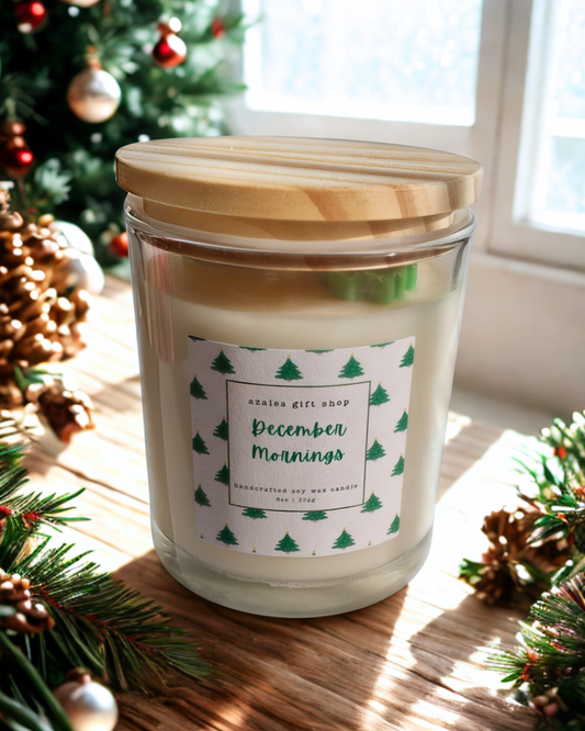 8oz Soy Wax Candle – December Mornings - Hand Poured