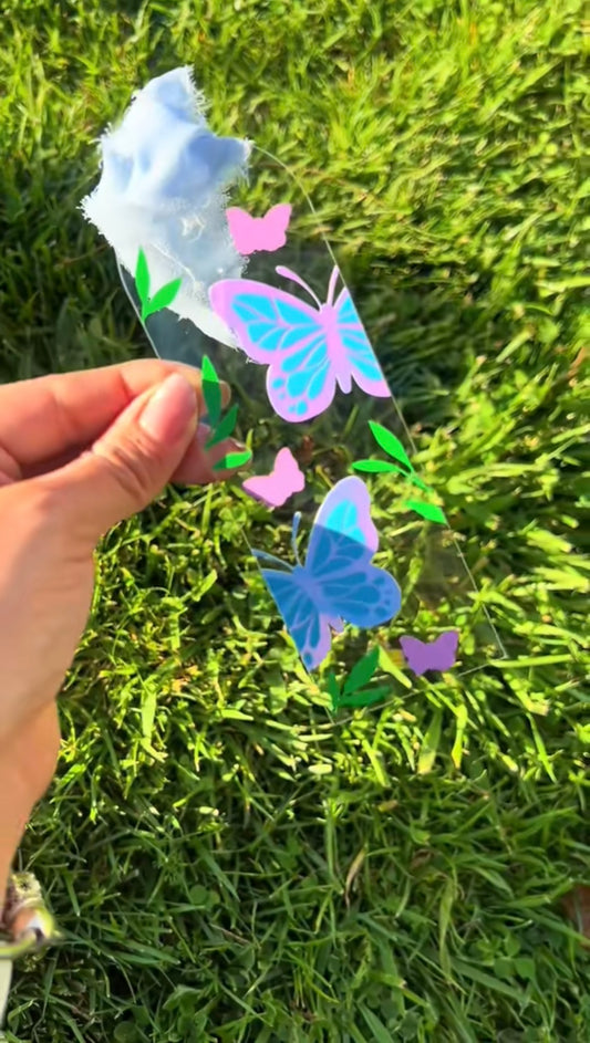 Iridescent Butterflies Acrylic Bookmark