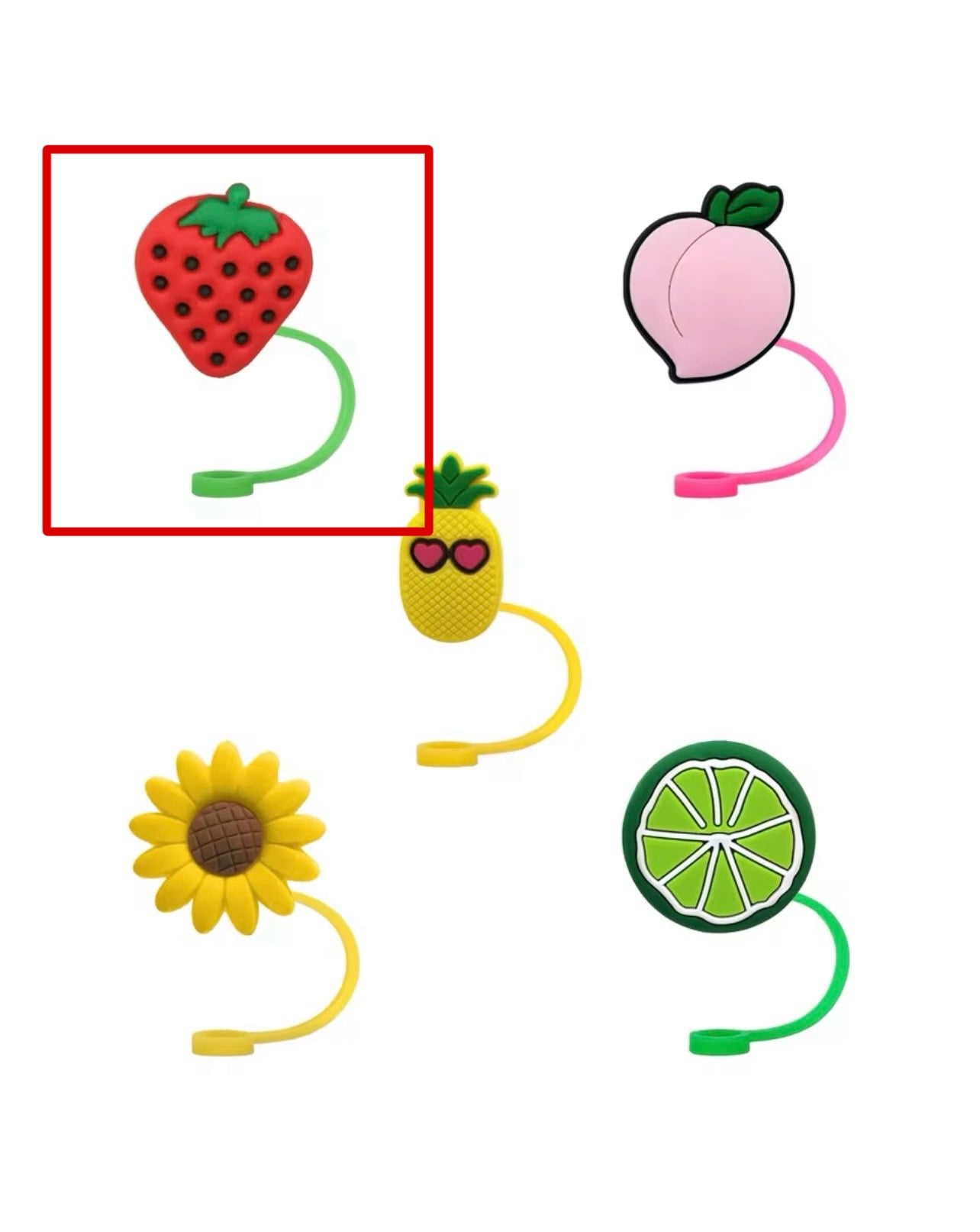 Fruit Shaped Straw Toppers  | Birthday Party Decorations | Reusable Drink Accessories