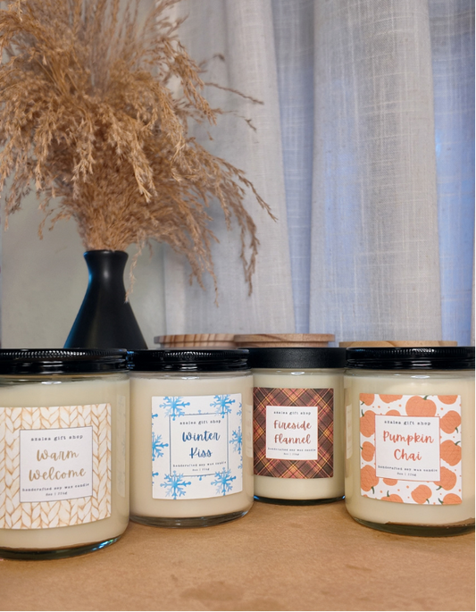 Handmade 100% Soy Candle – 8oz Glass Jar | Seasonal Scents | Cozy Fall & Winter Scents | Made in California