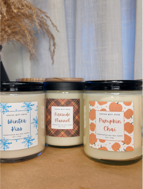 Handmade 100% Soy Candle – 8oz Glass Jar | Seasonal Scents | Cozy Fall & Winter Scents | Made in California