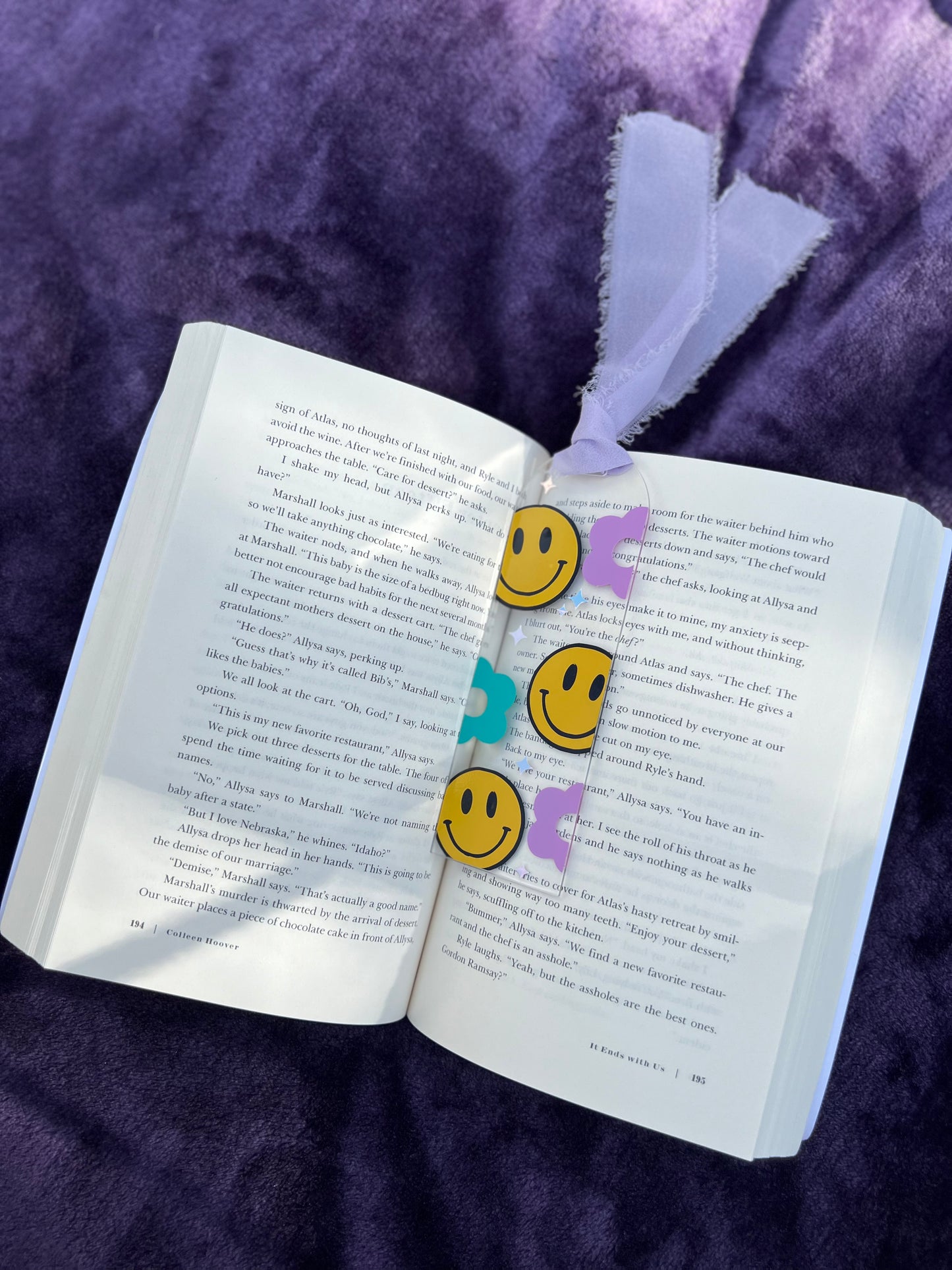 Floral Smiley Acrylic Bookmark