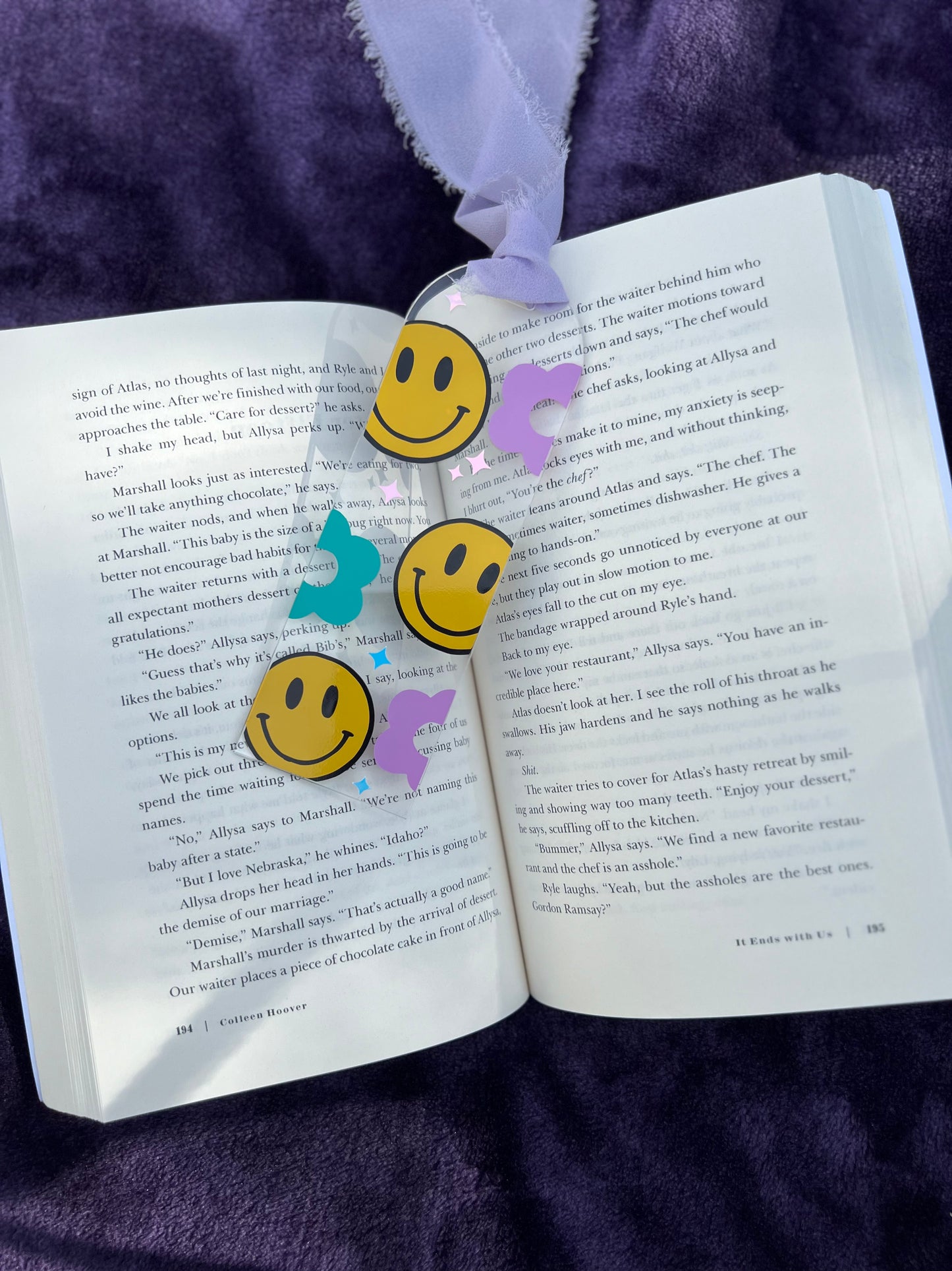 Floral Smiley Acrylic Bookmark