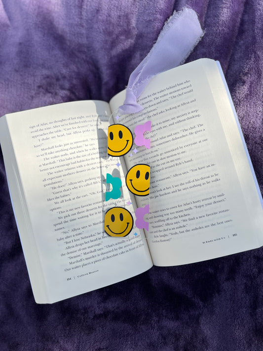 Floral Smiley Acrylic Bookmark