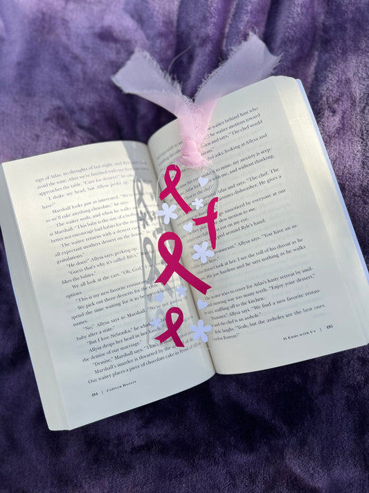 Pink Strength: Acrylic Bookmark for Breast Cancer Awareness