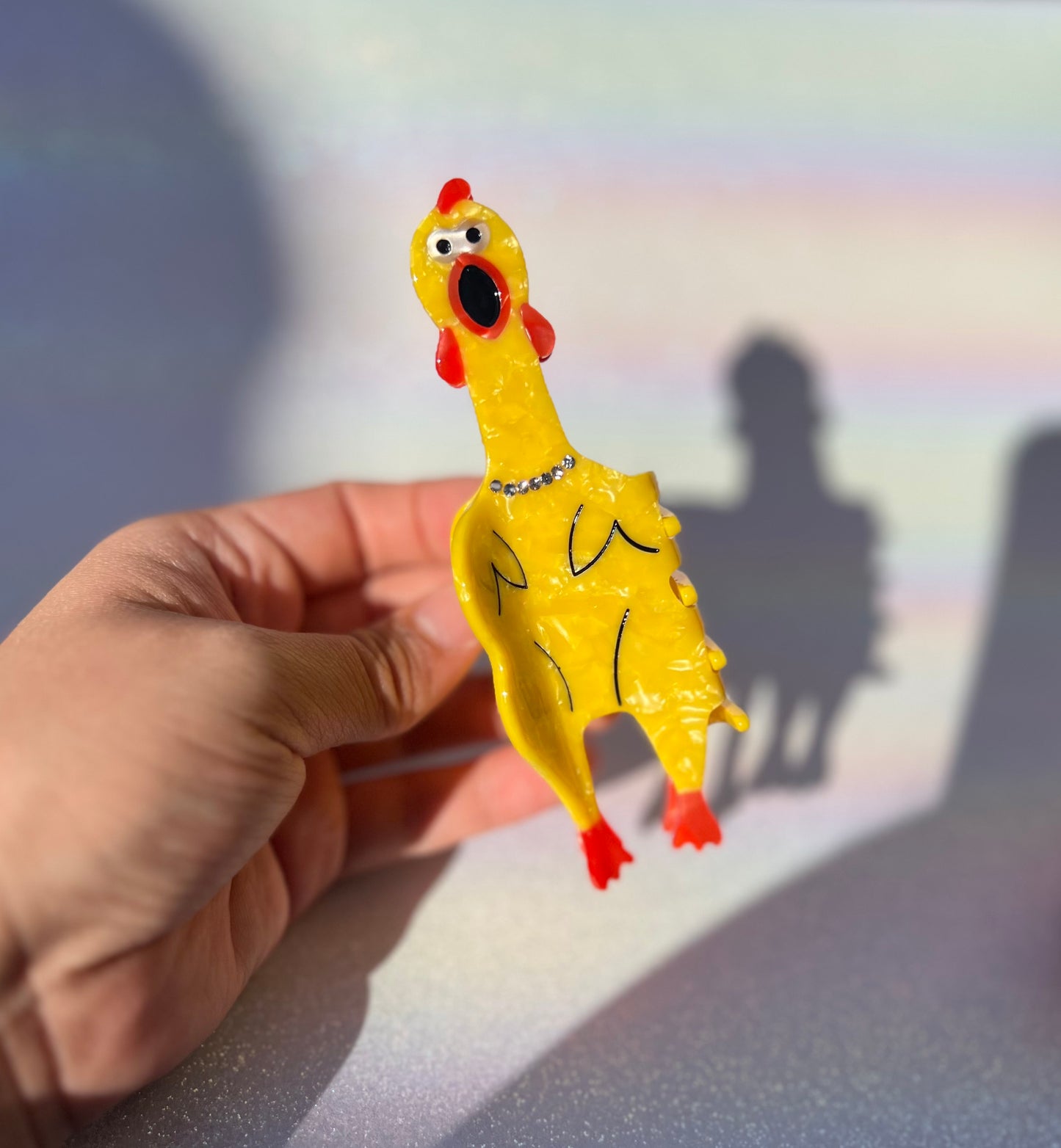 'Farmyard Friend' Rubber Chicken Hair Claw Clip