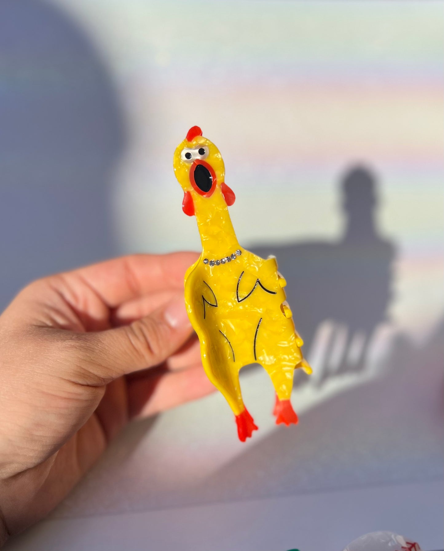 'Farmyard Friend' Rubber Chicken Hair Claw Clip