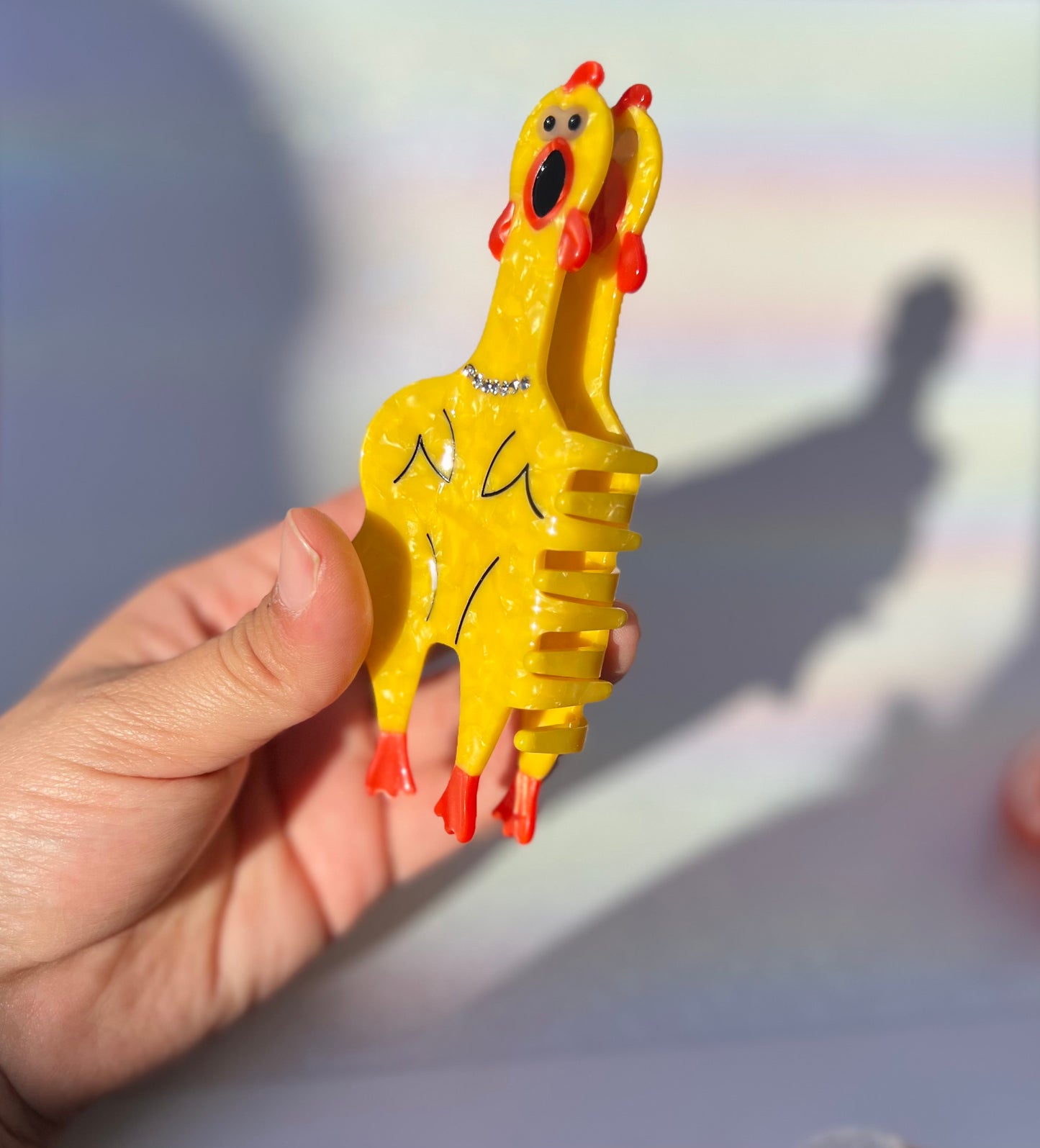 'Farmyard Friend' Rubber Chicken Hair Claw Clip