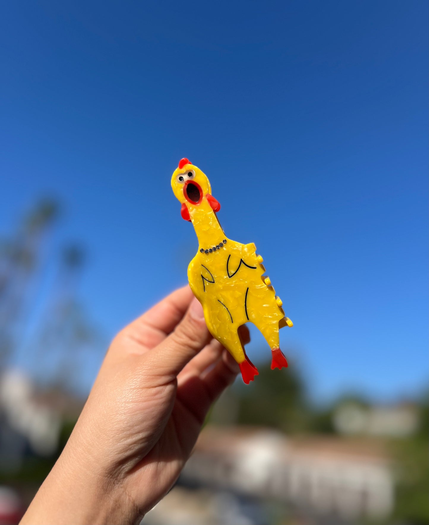 'Farmyard Friend' Rubber Chicken Hair Claw Clip