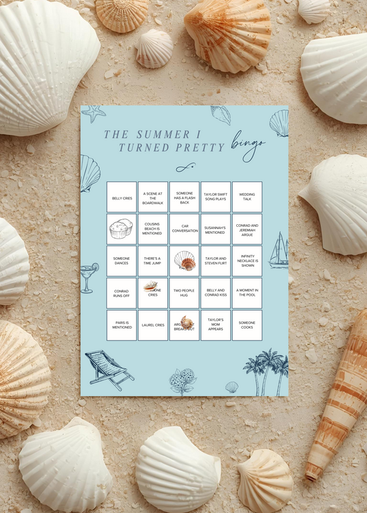 The Summer I Turned Pretty Bingo Game – Printable Watch Party Cards – Digital Download – Canva – TSITP Theme