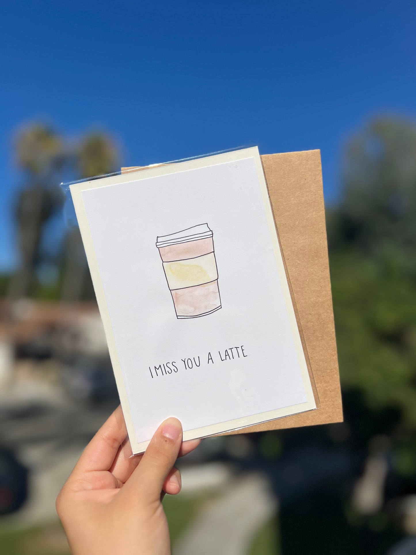 'I Miss You a Latte' Cute Pun Greeting Card