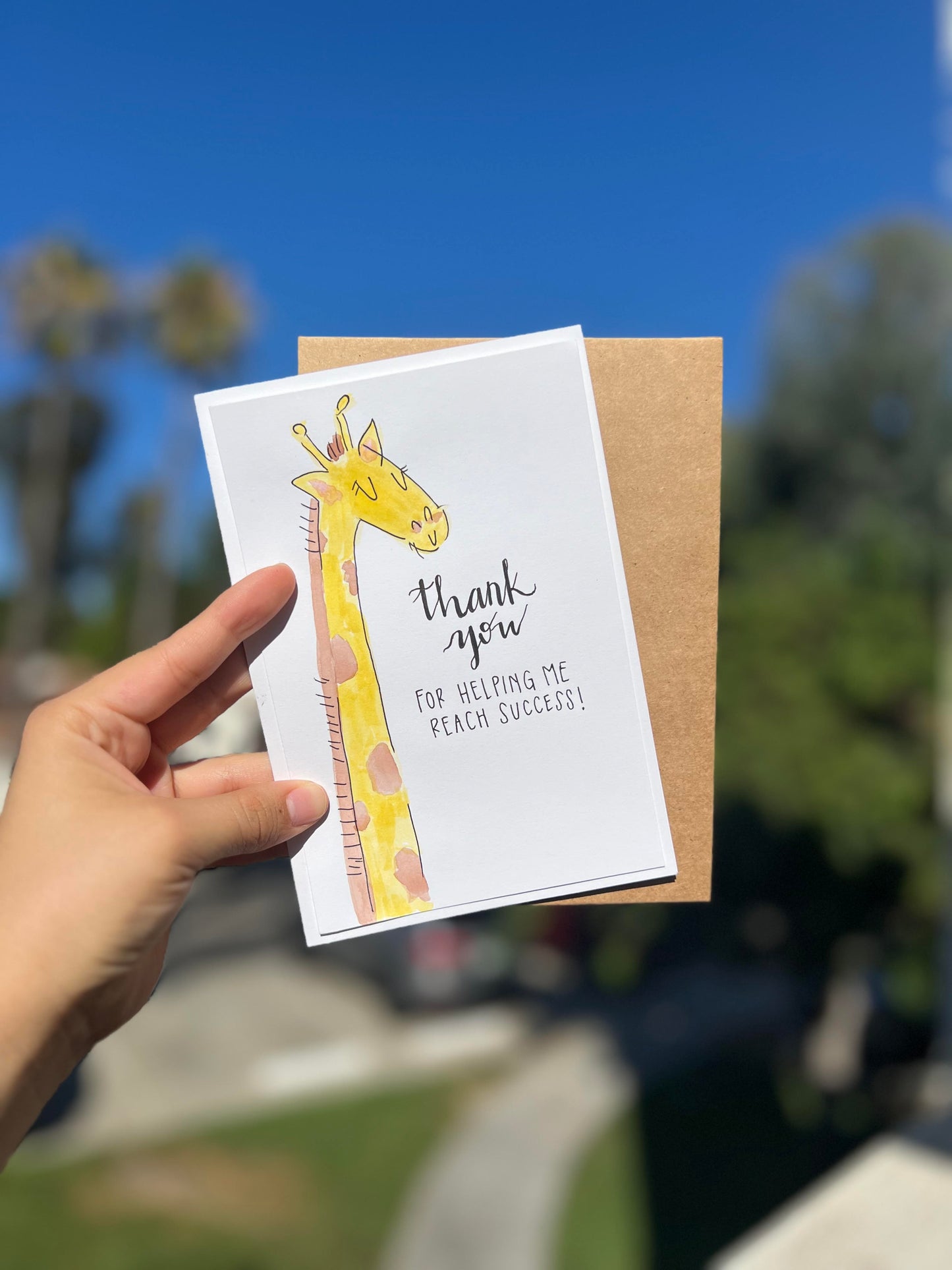 Giraffe 'Reach Success' Thank You Greeting Card