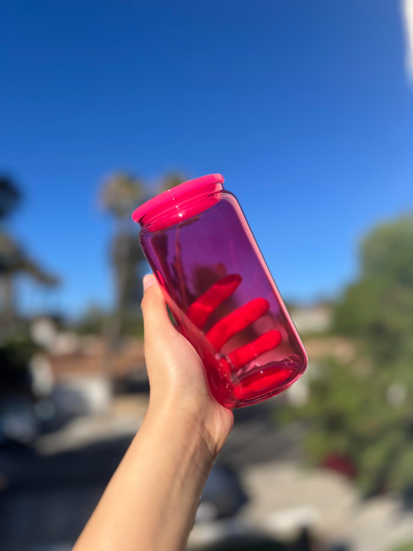 *Customizable* Jelly Glass Can 16oz Cup, Plastic Lid & Straw