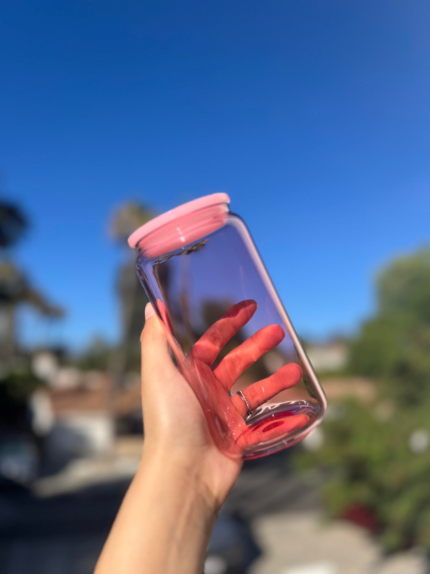 *Customizable* Jelly Glass Can 16oz Cup, Plastic Lid & Straw