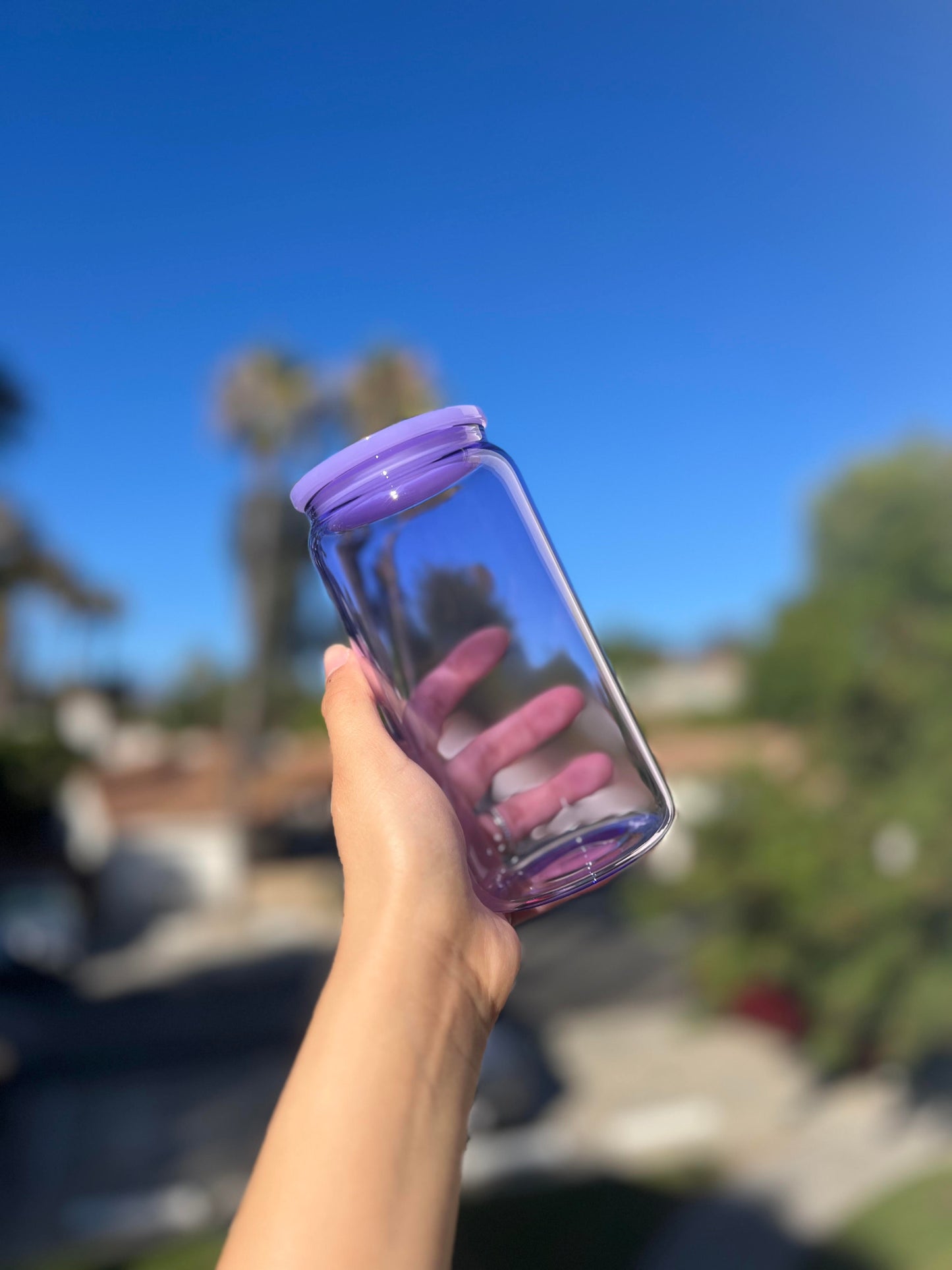 *Customizable* Jelly Glass Can 16oz Cup, Plastic Lid & Straw